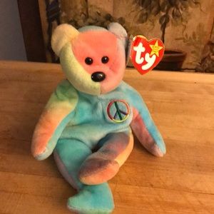 Rare Peace Beanie Baby Bear